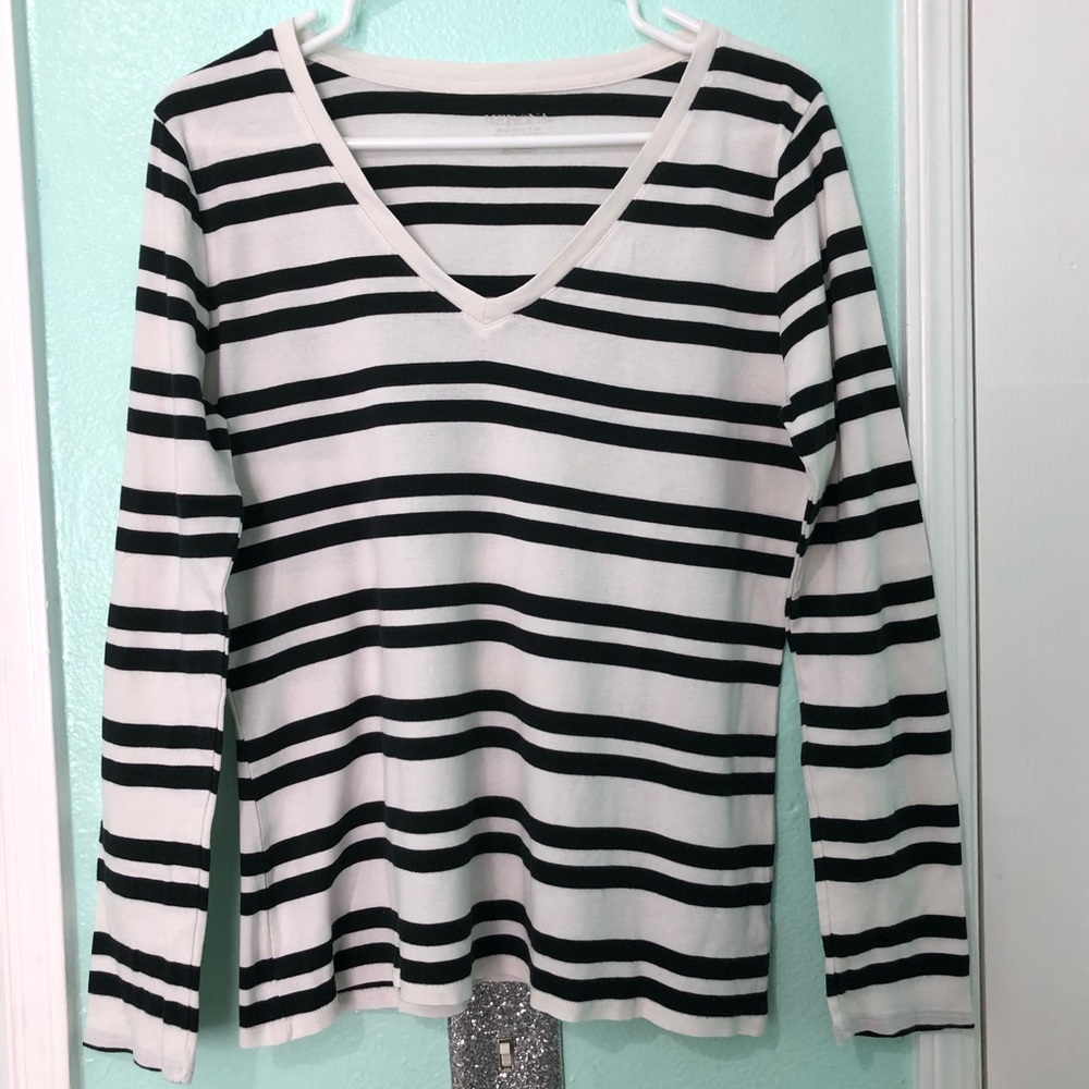 Merona Black & White Striped Long Sleeve